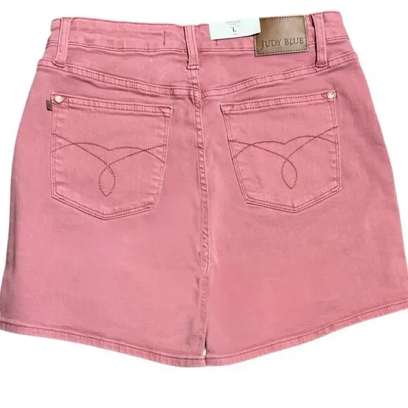Judy Blue High Rise Shorts Rose Garment Dyed Embroidery Stretch Denim NWT - Picture 11 of 12